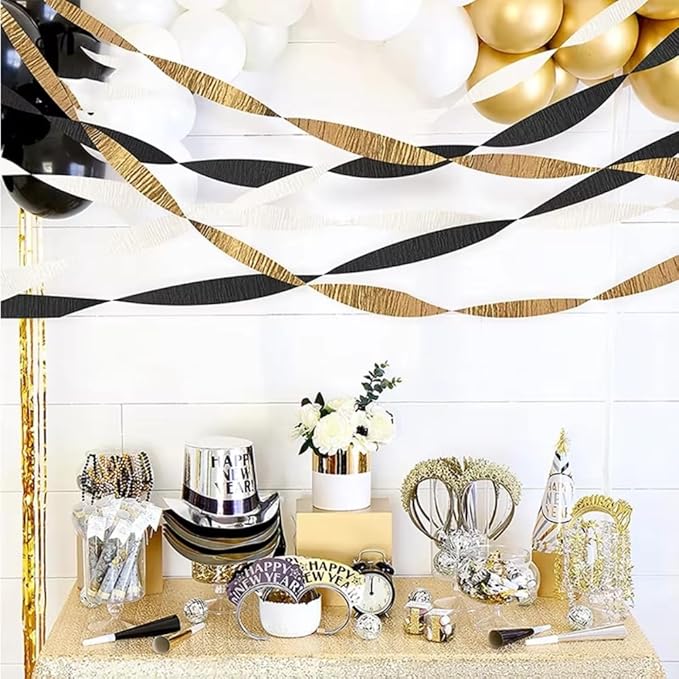Gold Shrink Wrapped Crepe Paper Roll - 81' (1 Count) - Great for Stunning DIY Crafts, Party Decor, and More