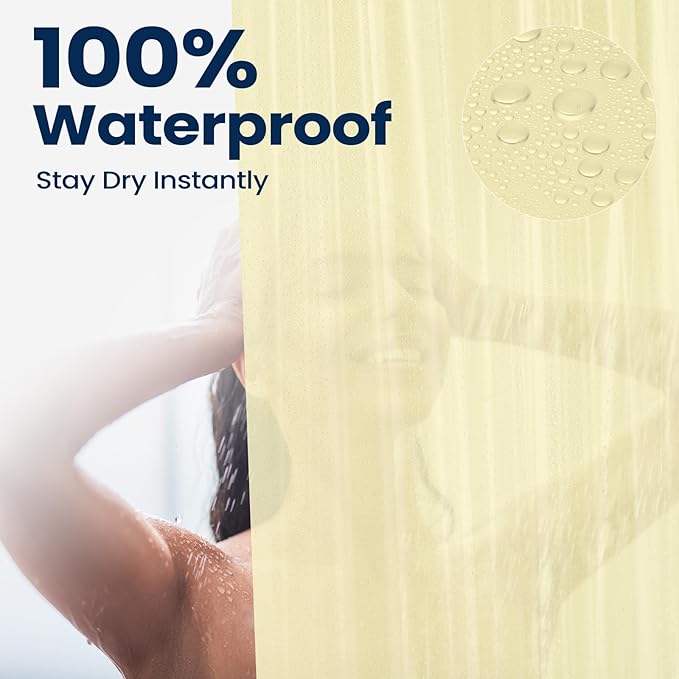 downluxe Cream Shower Curtain Liner, PEVA Lightweight Plastic Shower Liner with 3 Magnets, 72" x 72" Waterproof Bathroom Curtain