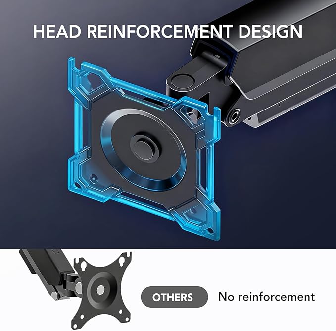 Dual Monitor Stand, Adjustable Monitor Desk Mount for 17″–32″ Computer Screens, Full Motion VESA 75x75/100x100 with C-Clamp & Grommet Aluminum Base, Each Arm Holds 4.4 to 20 lbs AX09DB201