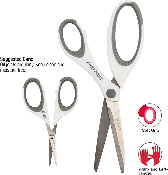 SINGER 07175 Sewing and Detail Scissors Set with Comfort Grip