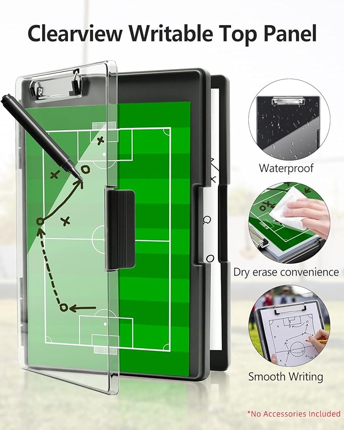 Clearview Clipboard with 2 Storage, Dry Erase 8.5x11 Heavy Duty ClipBoards - High Capacity Coaches Clip Board with Pen Holder - Side Opening Plastic Nursing Clip Case - Black