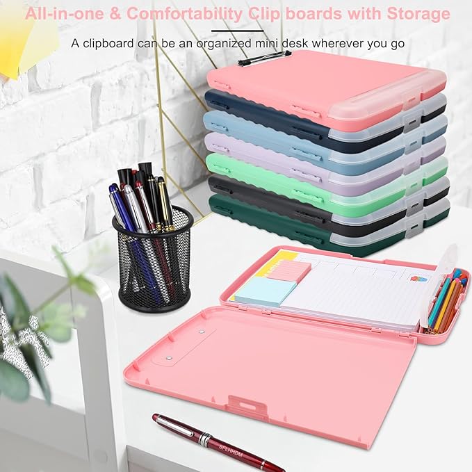 SFLHHDM Clipboard with Pen Holder, Legal Size Nursing Clipboards with Storage, Plastic Clip Boards for Writing, Lightweight Cute Clipboard Storage with Low Profile Clip for Work, Office