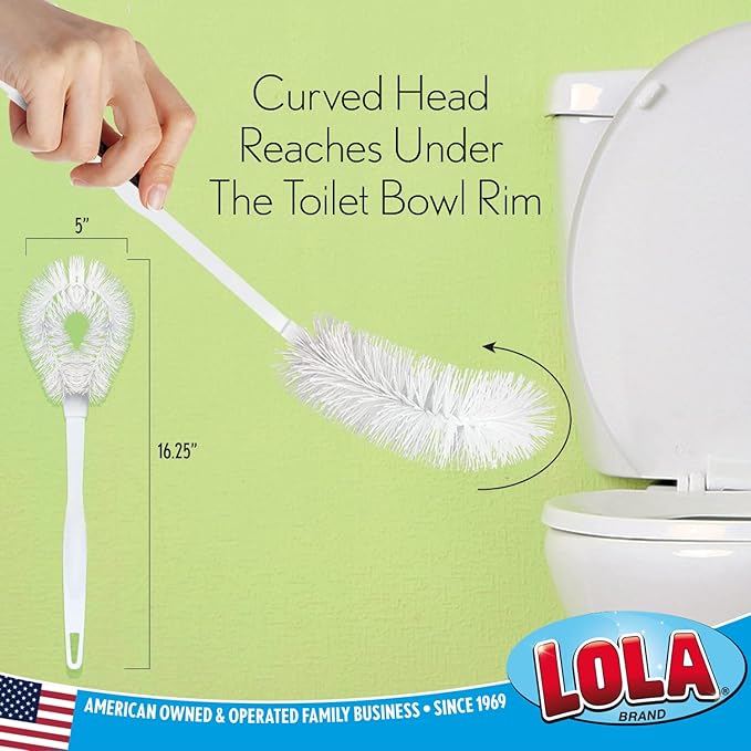 LOLA Toilet Bowl Brush w/Curved Head, 36 Pack, Coated Wire, Durable Poly Bristles, Reaches Under Toilet Bowl Rim