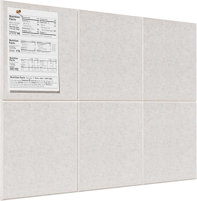 MaxGear Large Cork Board for Wall 36" x 24", Light Tan Bulletin Board, 6 Pack Felt Wall Tiles with Pushpins, Cork Boards for Office Pin Board Tack Board Cork Boards