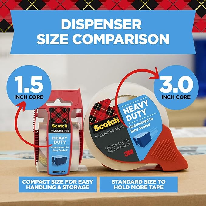 Scotch Heavy Duty Packing Tape with Dispenser 1.88 Inch X 800 Inch