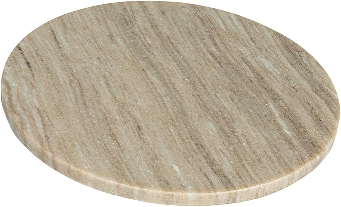 Creative Co-Op Round Marble Charcuterie or Cutting Board, Beige