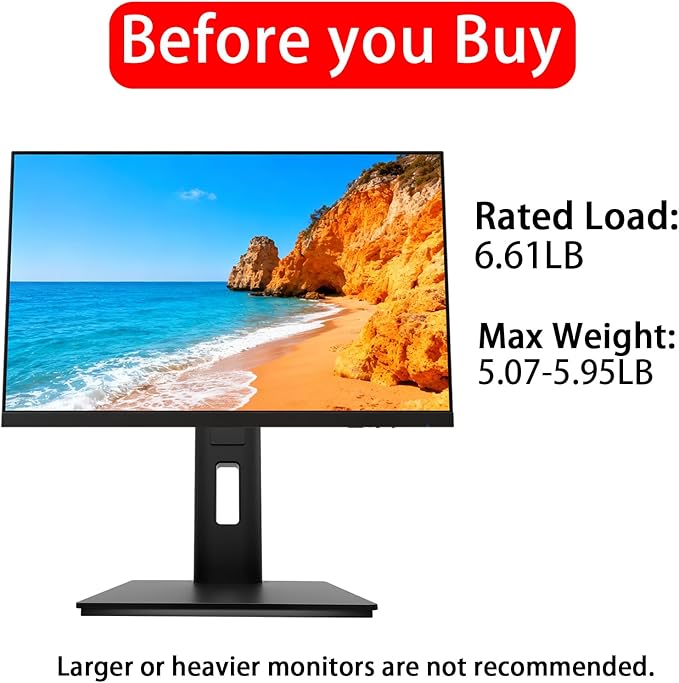 2026 Version Ergonomic VESA Monitor Stand, 150mm Spring Height adjustment, Tool-Free Base, Swivel, Tilt & Rotation, for 15–22" Monitors, 5.07–5.95 lb, 100x100mm Vesa Mount (5.07~5.95LB)