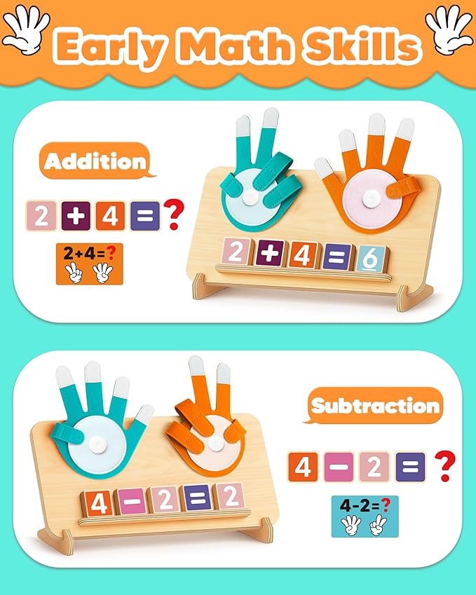Montessori Educational Learning Toys for 3 4 5 Year Old Boys Girls Birthday Gifts, Toddler Preschool Learning Activities, Number Counting Blocks Toys for Kids, Math Manipulatives Counting Toy for 3-5