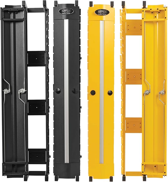 Tripp Lite Vertical Cable Manager, High-Capacity Deep Double Finger Duct, Front-Facing Cover, Four 3.5ft Tall Sections, 6 in Wide x 11.4 in Depth, 2 Black + 2 Yellow, 5-Year Warranty (SRCABLEVRT6HD2F)