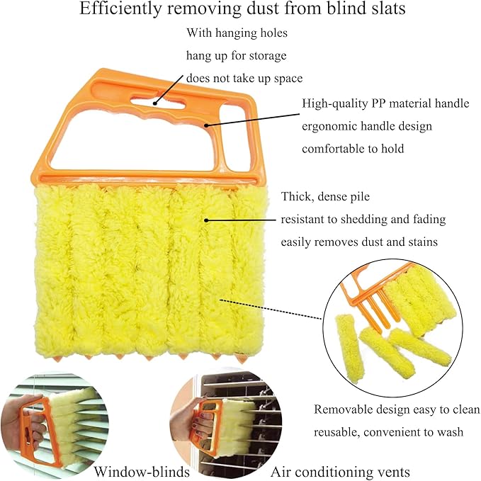 5Pcs Window Blind Cleaning Set, Washable dust Removal Cleaning Tools, air Vent Cleaning Brush, Track Cleaning Brush, dust Removal Cleaning Tools for Blinds, air conditioners, Track, and Fans