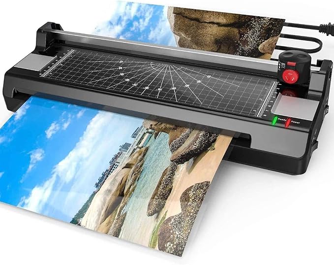 Laminator Machine for A3/A4/A6, YE381 13inch Thermal & Cold Laminating Machine for Home Office School Teacher Use with 120 Pouches, Paper Trimmer and Corner Rounder