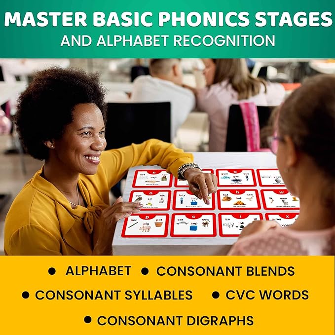 QUOKKA English Alphabet CVC Flash Cards – Learn to Read Set for Kids Ages 3-5 and 4-8 – Phonics Cards for Toddlers 2-4 Years and Kindergarten – Reading Tools for Early Literacy & Phonemic Awareness