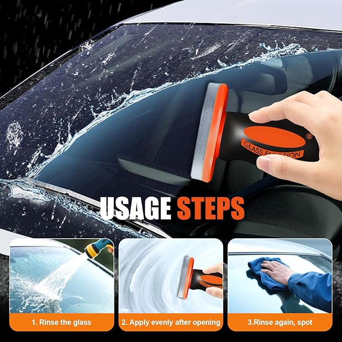 SENOY Oil Film Remover for Car Windshields and Windows, Handheld Car Glass Cleaner Oils Film Cleaning Brush, Glass Guard Windshield Cleaner & Oil Film Remover Coating for Car Window (1PC)