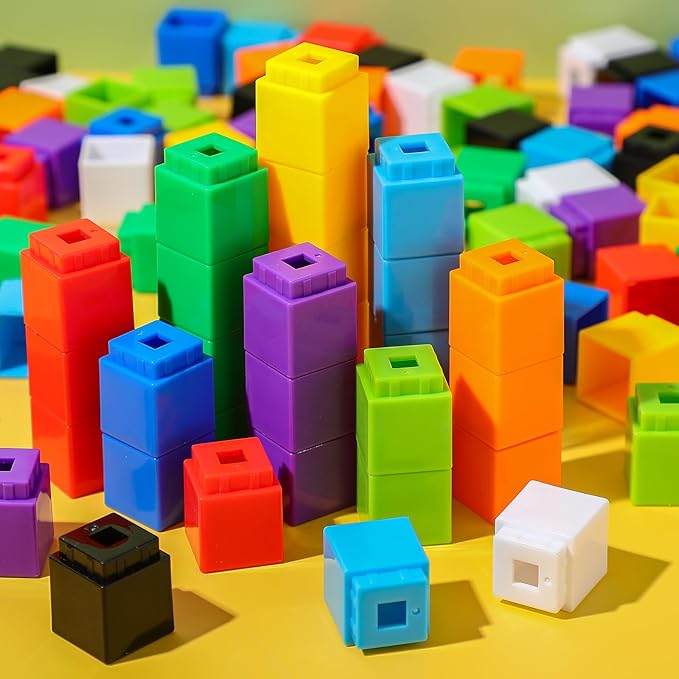 Jenaai 100 Pcs Linking Cubes Plastic Math Cubes Manipulative Counting Blocks STEM Snap Blocks Connecting and Counting for Early Math and Construction, Homeschool Preschool Supplies(Classic)