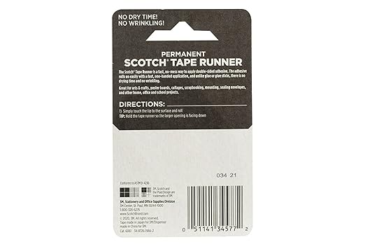 Scotch Double Sided Tape Runner, 0.27 in x 26 ft., Perfect for Holiday Crafts, Gifts, and DIY, 1-Pack