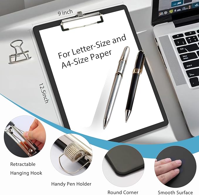 Clipboards with Pen Holder, Clip Boards Plastic Standard A4 Letter Size Holds 100 Sheets 8.5x11 Inch Papers 6 Pack Assorted Colors