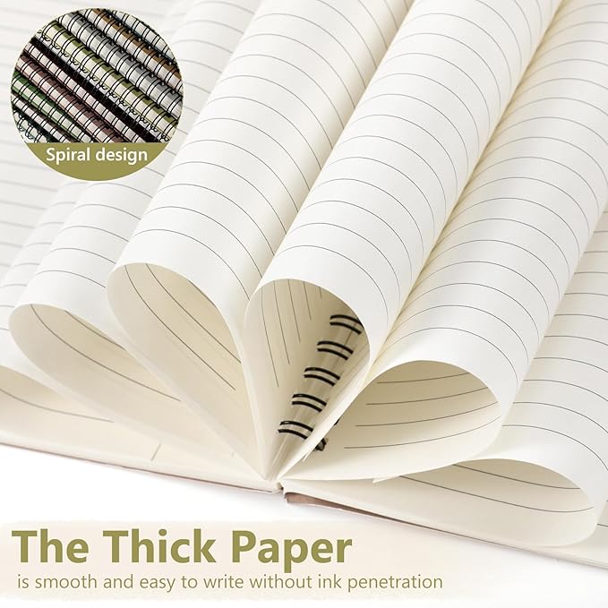 Fuutreo 24 Pcs Spiral Notebook for Work A5 8.3 x 5.7 Inch College Ruled Spiral Journal Notebook Kraft Cover, 12 Color, 60 Sheets, 120 Pages for Office School Supplies(Gemstone Color,Classic)