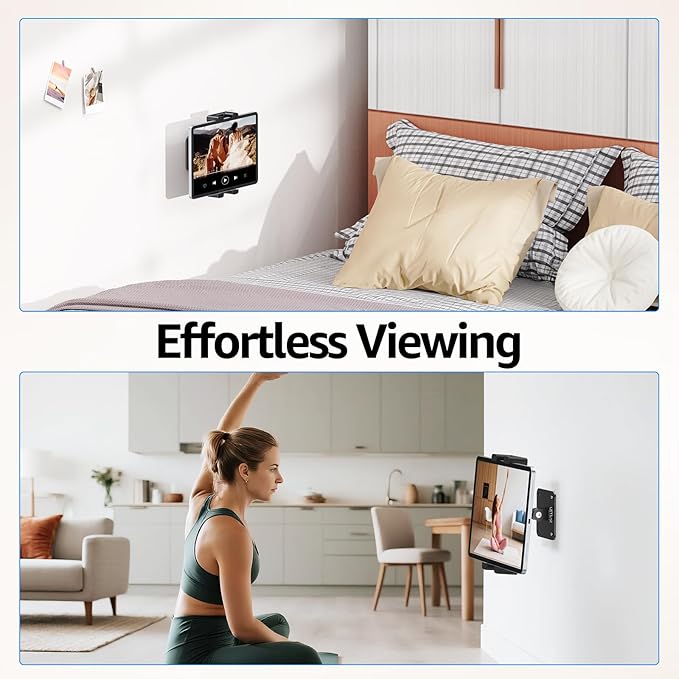 Urmust Universal Tablet Wall Mount Holder, 360° Adjustable, for 4.7-15.6" Devices, iPad, Galaxy Tab,Sturdy Aluminum Wall Phone Holder, ipad Wall Mount for Home, Office & Public Spaces