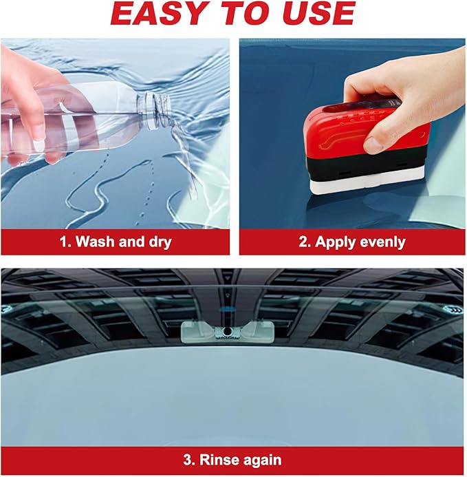 Oil-Free Car Glass Brushes, Upgrade 2.0 Clear Vision Glass Cleaner, Oil Film Cleaning Brush for Automotive Windows, Clearvision Cars Windshield Cleaner Tool (1set) (1, Red)