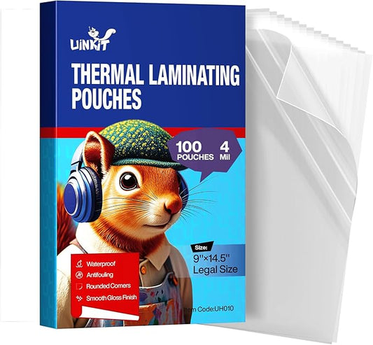 Uinkit 4mil Legal Size Laminating Pouches, 100 Pack 8.5x14 Inches - Premium Heavy Duty Laminating Sheets for Business Documents, Training Manuals, Durable Menus & Office Signage with Thermal Laminator