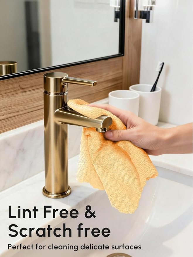 Microfiber Cleaning Cloths Roll, 75 Pack Tear Away Microfiber Towels Roll, 12" x 12" Lint Free Rags, Reusable Cleaning Cloths, Washable, Scratch Free,Ultra Absorbent Dish Rags(Orange)