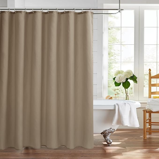 Nasitos Fabric Shower Curtain Liners 2 Pack - W72 x H72 - Washable & Water Resistant Cloth Shower Liner for Bathroom, Soft Hotel Quality, Standard Size (Khaki, 4 Separate Magnets Included)