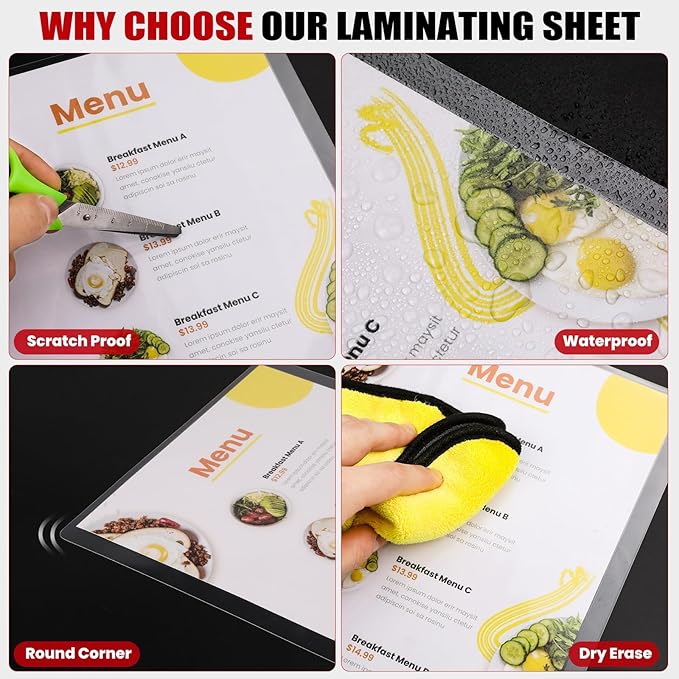 CAREGY 100 Pack Laminating Sheets, Holds 8.5 x 11 Inch Sheets,5 Mil Thermal Laminating Pouches,9 x 11.5 Inches Lamination Sheet Paper for Laminator, Clear, Letter Size, Office and School Supplies