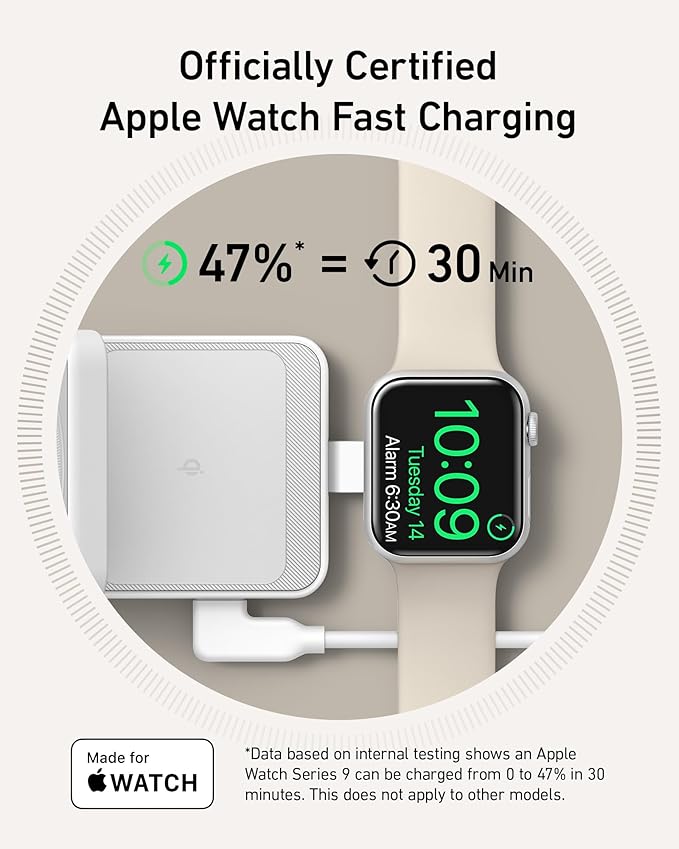 Anker MagGo 3 in 1 iPhone 17 Charging Station, MagSafe-Compatible Wireless Charger Stand, Qi2 Certified 15W Foldable Charger for iPhone 17/16/15/14/13/12, AirPods, Apple Watch Ultra(Adapter Included)