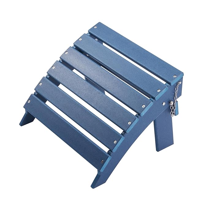 VEVOR Adirondack Ottoman, 15.7L x 18.9W x 13H Inch HDPE Plastic Folding Adirondack Ottoman, Weather-Resistant Foot Rest for Adirondack Chair, Widely Used for Outside Porch Pool Lawn Backyard, Blue