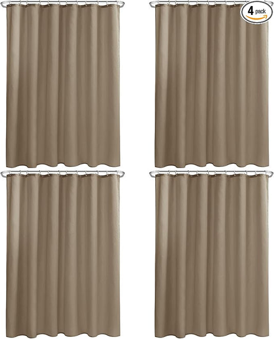 Nasitos Fabric Shower Curtain or Liner 4 Pack - W72 x H72 - Hotel Quality & Water Resistant Cloth Shower Liner for Bathroom, Machine Washable, Standard Size (Khaki, Include 8 Magnets)