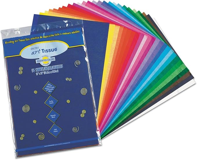Pacon 58520 Spectra Art Tissue, 10 lbs., 12 x 18, 10 Assorted Colors, 50 Sheets/Pack