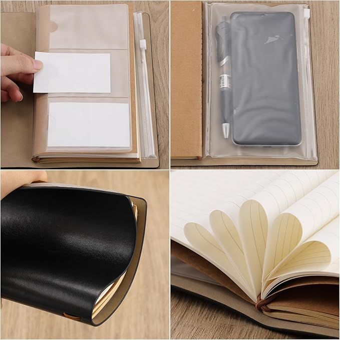 PRSTENLY Graduation Gifts Leather Journal, Graduation Gifts for Her Him 140 Page Refillable Journal, High School University College Graduation Gift Ideas for Women Men(Black)
