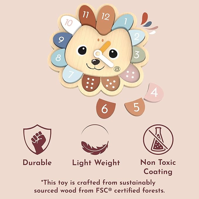 SPEEDY MONKEY Hedgehog Clock Game for Toddlers 12m+ | Wooden Number & Time Learning Toy for Bedroom or Classroom | Shape Sorting & Stacking Puzzle | Animal Educational Gift for Kids & Preschoolers