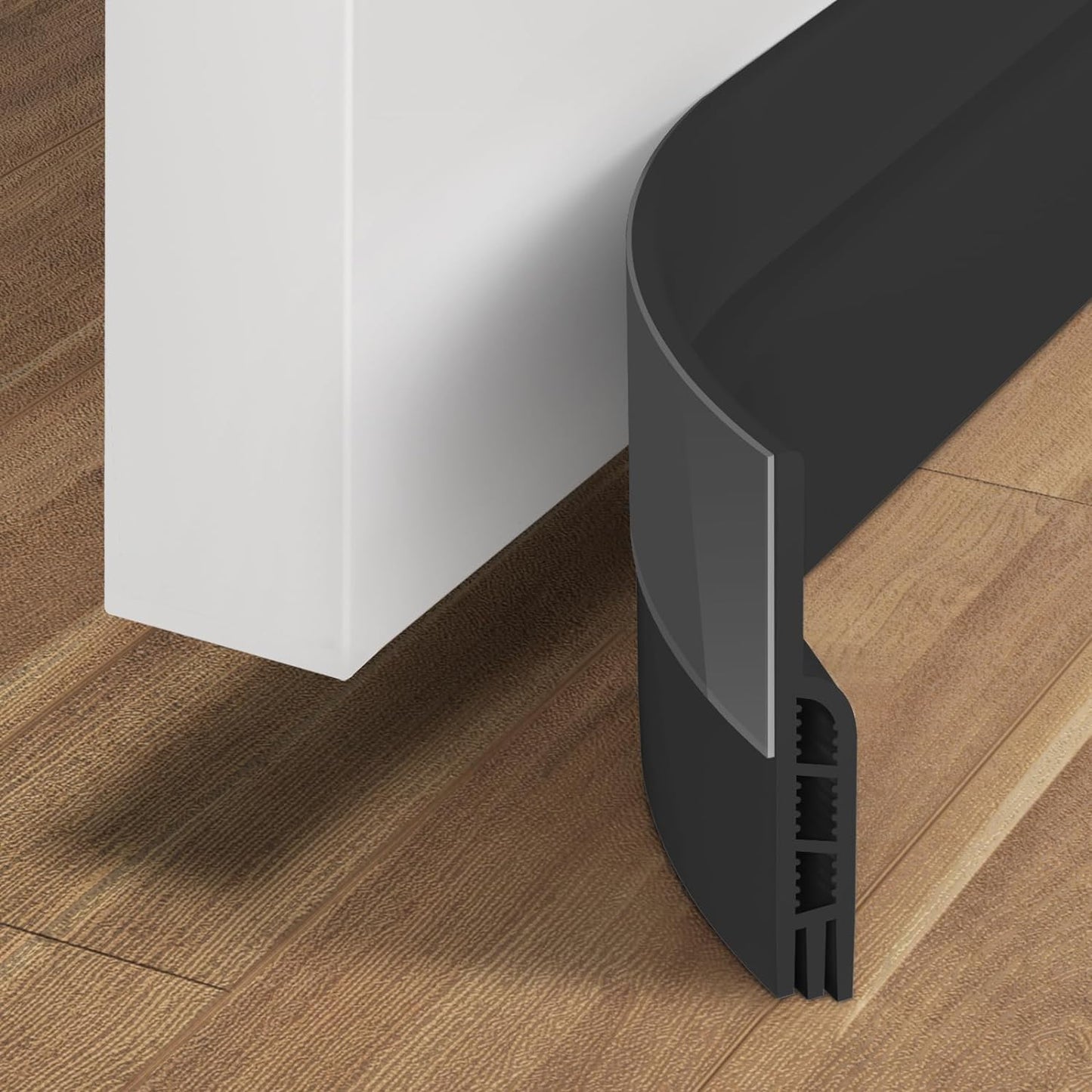 Holikme Door Draft Stopper Under Door Draft Blocker Insulator Doors Sweep Weather Stripping Noise Stopper Strong Adhesive, Black