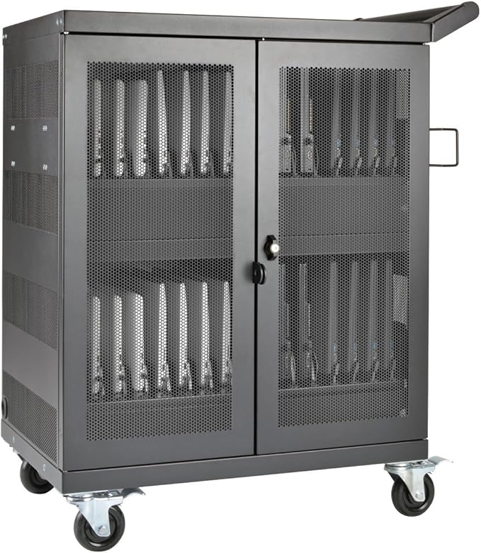 Tripp Lite 32-Port AC Charging Cart Storage Station for Chromebooks, Laptops & Tablets - Secures Devices in Locking, Vented, Wall-mountable Steel Cart - 2-Year Warranty (CSC32AC)
