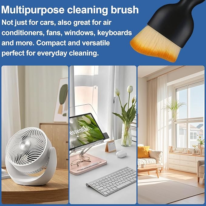 Car Interior Detail Dust Brush, 3PCS car Cleaning Brush, Soft Car Interior Detailing Kit Tools - Professional Auto Detailing Brushes for Car Interior, Air Vents, Computer, Keyboard
