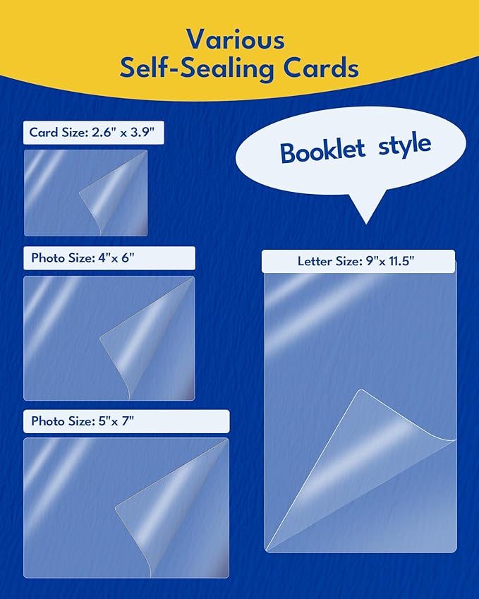 Uinkit 10mil Thicker Self Sealing Laminating Pouches Business Card Size, for 2.6x3.9" Cards, Ultimate for Restaurant IDs, School Badges, Event Credentials - No Laminator (110-Pack Bulk)