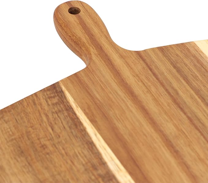 Elama 13 Inch Square with Handle Thick Acacia Wood Butcher Block – Heavy-Duty Cutting and Serving Board for Meat, Cheese, and Vegetables (13 Inch Square with Handle)