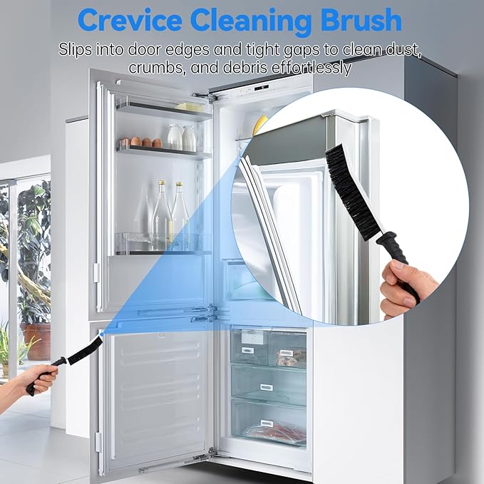 3 PCS Refrigerator Coil Cleaning Brush, Flexible Cleaner Brush Set for Refrigerator Coil, Multi-Use Lint and Dust Remover, with Crevice, Long and Detailing Brushes, Cleaning Tool Set
