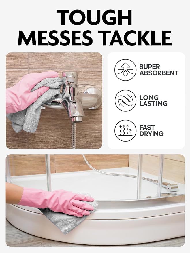 Fantasticlean Microfiber Cleaning Cloth Roll -675 Pack, Tear Away Microfiber Towels, 12" x 12", Reusable, Washable, Ultra Absorbent Dishcloth for All-Around Cleaning Supplies (9 Rolls of Grey)