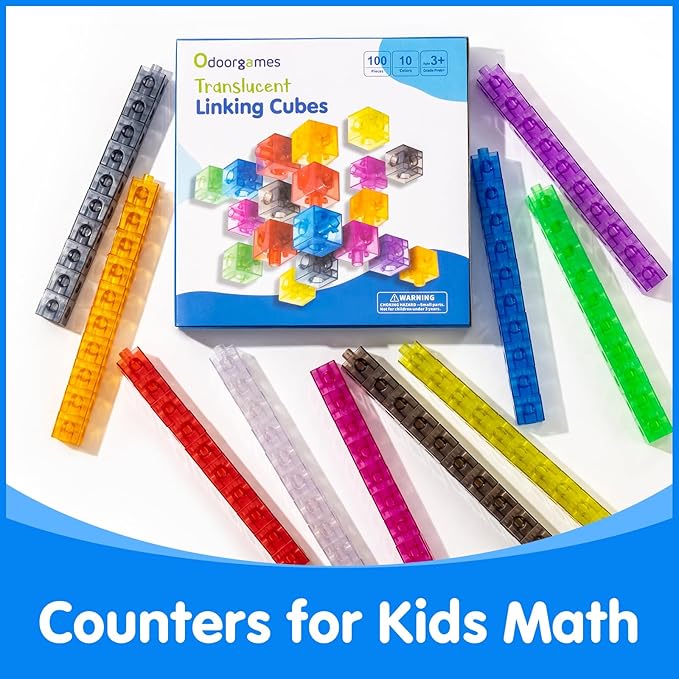Translucent Linking Cubes – Engaging Math Toy, Light Table Manipulatives, Math Blocks for Early Learning and Creative Play