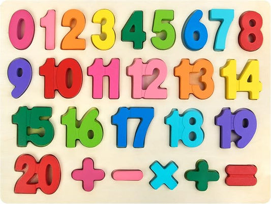 Attmu Number Puzzle Wooden Puzzles for Toddlers Toy, Shape Learning Toys with Puzzle Board & Number Blocks, Preschool Educational Toys Gifts for Girls Boys