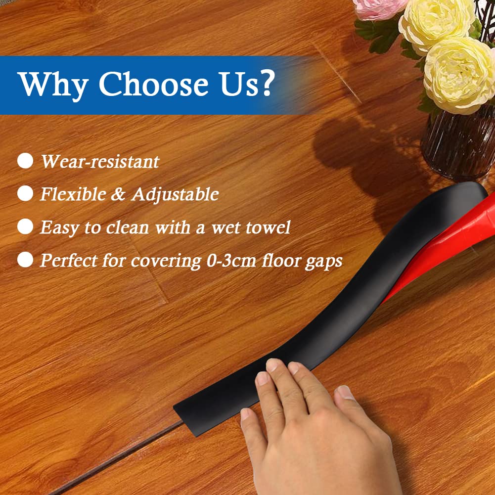 Floor Transition Strip Self Adhesive Floor Cover Strips Laminate 2" Wide Vinyl Flat Divider Transitions (5cm, 10Ft, Black)