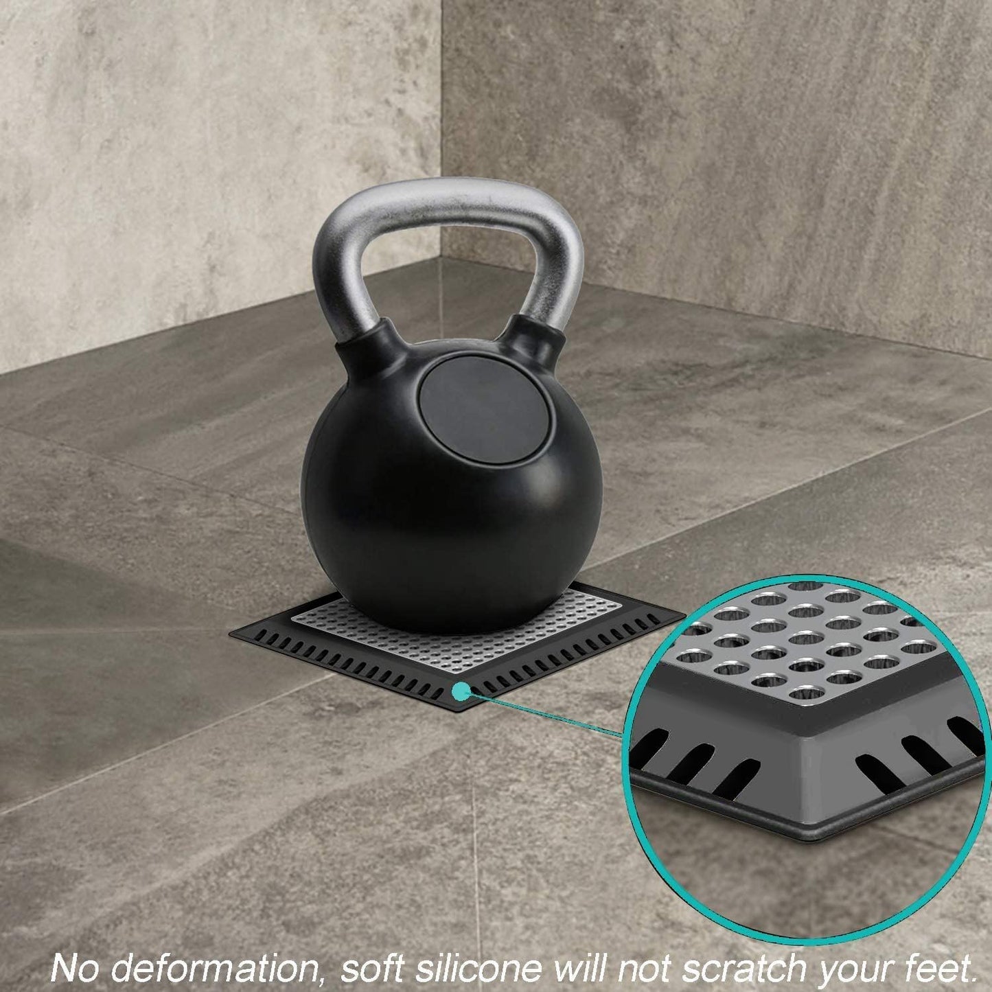 Shower Drain Hair Catcher/Drain Strainer/Shower Drain Cover for Bathroom Floor Drain, Stainless Steel and Silicone (6 inch, Black)