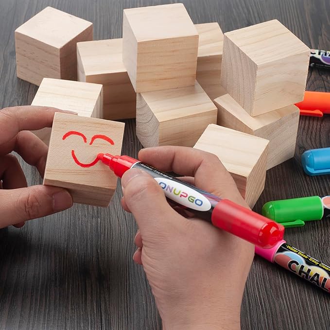 Wooden Cubes Wood Blocks for Crafts, 2 inch 10 PCS Blank Large Wooden Blocks for Crafts and Decor, Unfinished Natural Solid Squares Wood Cubes for Carving, Letter Stamps, Model Making