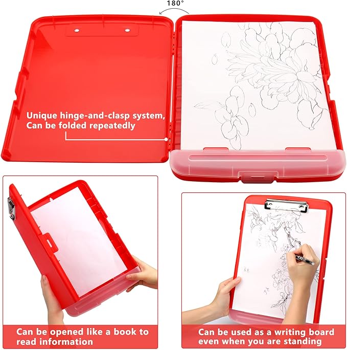 SFLHHDM Clipboard with Storage, Clip Boards 8.5x11, Plastic Clipboards with Pen Holder, Clip Board with Storage Compartments, Nurse Clipboard with Storage for Classroom, Student, Teacher