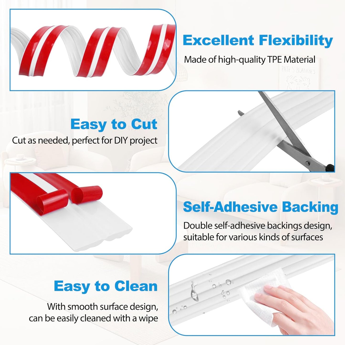 Wall Corner Protector Peel and Stick Corner Trim Molding Flexible Inside & Outside Wall Edge Guard Self Adhesive Moulding Trim for Edge Use, White, 1.6” W x 10’ L