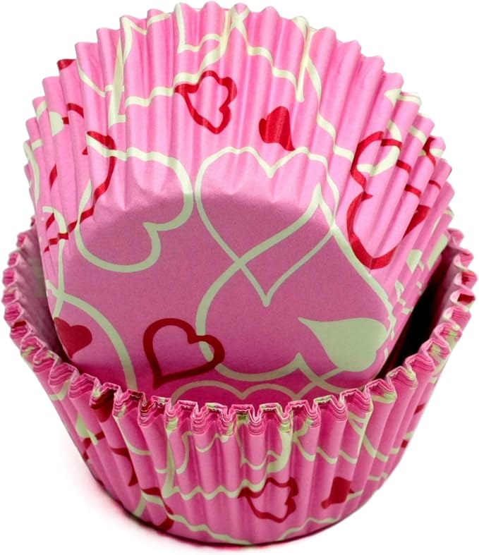Chef Craft Paper Patterned Cupcake Liners, 50 count, Pink/White/Red
