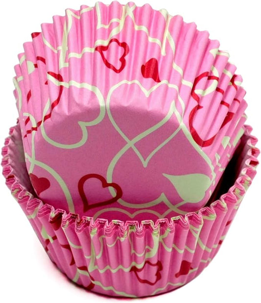 Chef Craft Paper Patterned Cupcake Liners, 50 count, Pink/White/Red