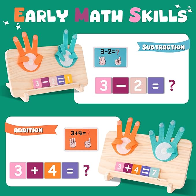 Hirger Preschool Learning Toys for Toddlers 2-4, Educational Math Manipulatives Number Counting Blocks for Kids, Montessori Toy for 3 4 5 6 Year Old Boys Girls Birthday Gifts